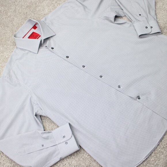 Proper Sport Shirt Mens XL Black/White Contemporary Fit 4 Way Stretch L/S Button - Picture 7 of 13